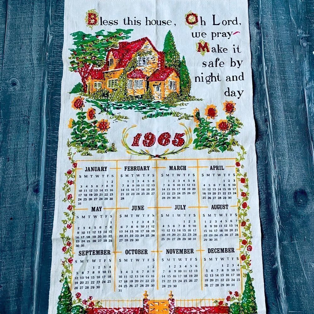 Vintage Christmas Tapestry Fabric Calendar
